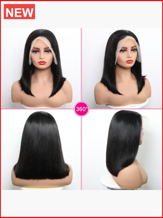 Bob Wig Human Hair 13x6 HD Lace Front Pre Plucked Pre Cut 180% Density main image 5